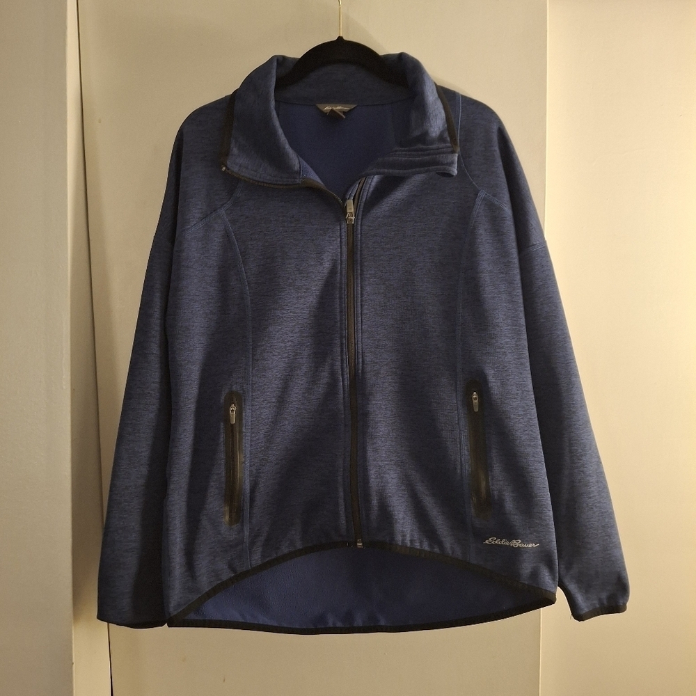 Eddie Bauer Heathered Women's Navy And Black Zip-Up Jacket